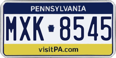 PA license plate MXK8545