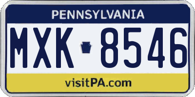 PA license plate MXK8546