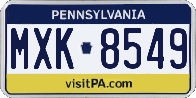 PA license plate MXK8549