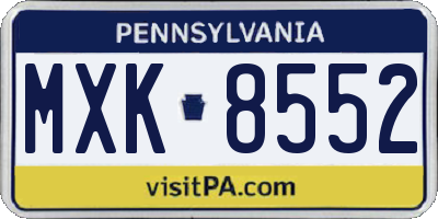 PA license plate MXK8552
