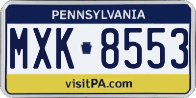 PA license plate MXK8553