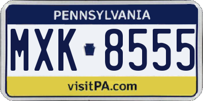 PA license plate MXK8555