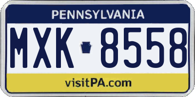 PA license plate MXK8558