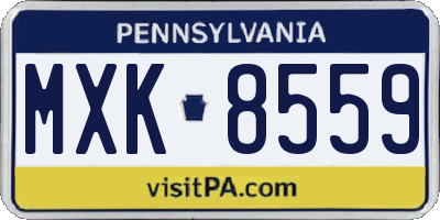 PA license plate MXK8559
