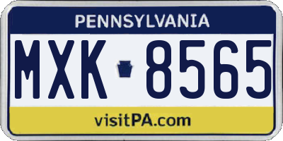 PA license plate MXK8565