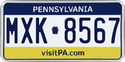 PA license plate MXK8567