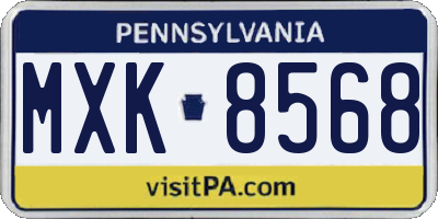 PA license plate MXK8568