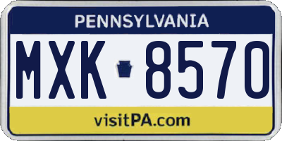 PA license plate MXK8570