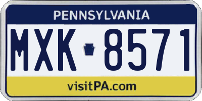 PA license plate MXK8571