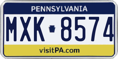 PA license plate MXK8574