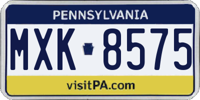 PA license plate MXK8575