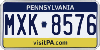 PA license plate MXK8576