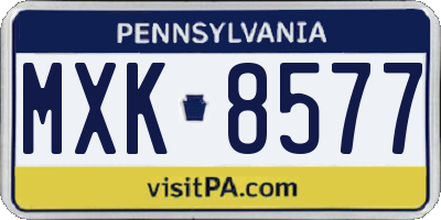 PA license plate MXK8577