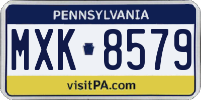 PA license plate MXK8579