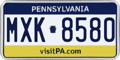 PA license plate MXK8580