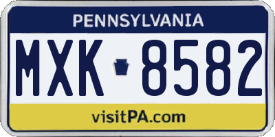 PA license plate MXK8582