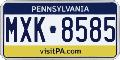 PA license plate MXK8585
