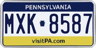 PA license plate MXK8587