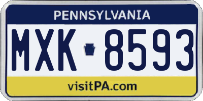 PA license plate MXK8593