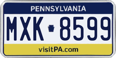PA license plate MXK8599