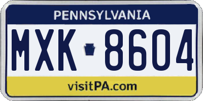 PA license plate MXK8604