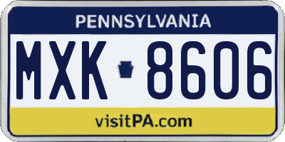 PA license plate MXK8606