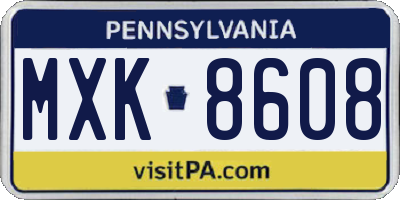 PA license plate MXK8608