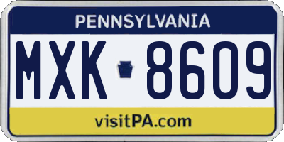 PA license plate MXK8609