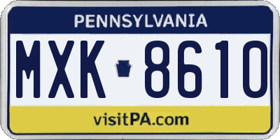 PA license plate MXK8610
