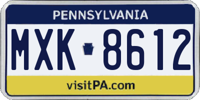 PA license plate MXK8612