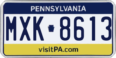 PA license plate MXK8613