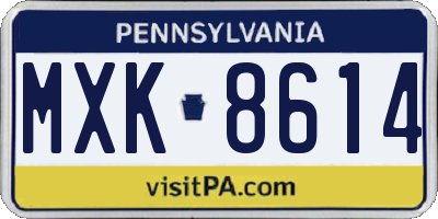 PA license plate MXK8614