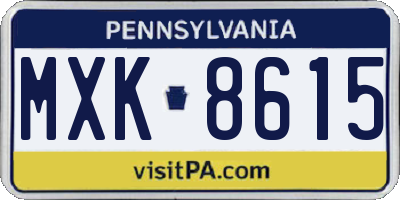PA license plate MXK8615