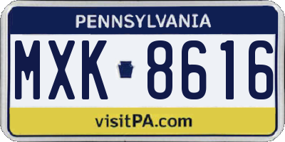 PA license plate MXK8616