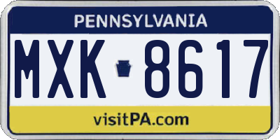 PA license plate MXK8617