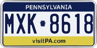 PA license plate MXK8618