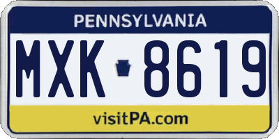PA license plate MXK8619