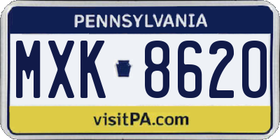 PA license plate MXK8620