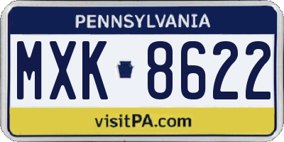 PA license plate MXK8622