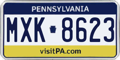 PA license plate MXK8623