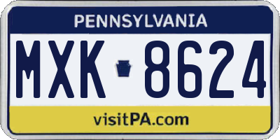 PA license plate MXK8624