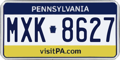 PA license plate MXK8627
