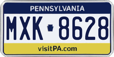 PA license plate MXK8628