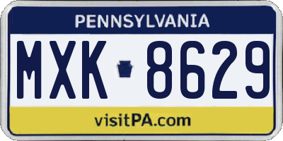 PA license plate MXK8629
