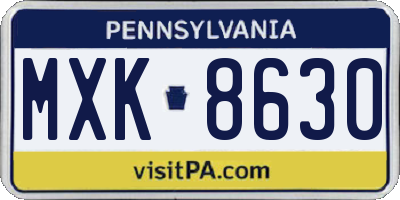 PA license plate MXK8630