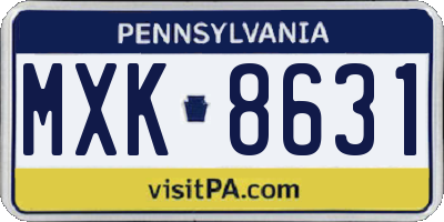 PA license plate MXK8631