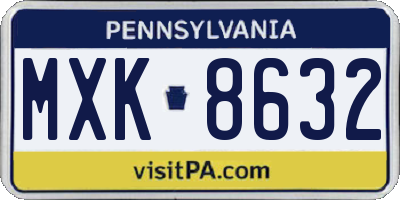 PA license plate MXK8632