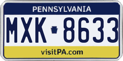 PA license plate MXK8633