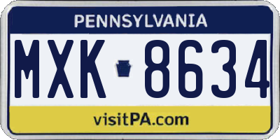PA license plate MXK8634