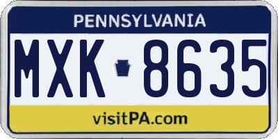 PA license plate MXK8635